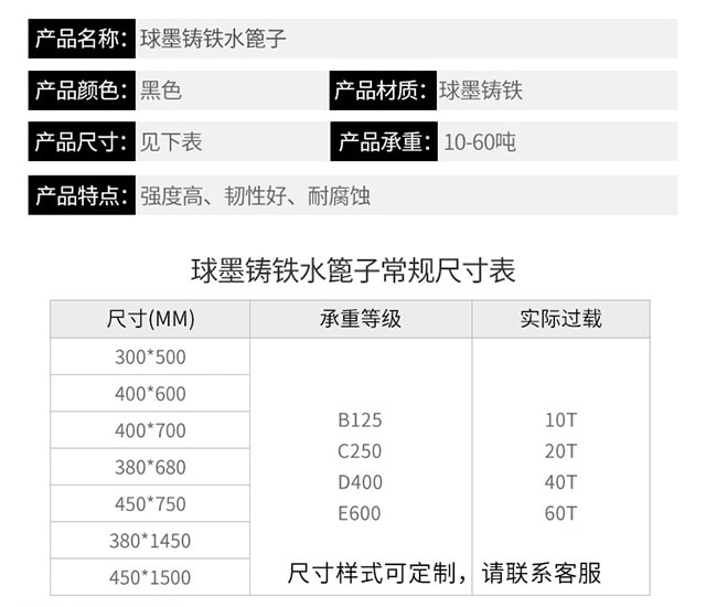 铸铁雨水篦子规格尺寸/价格9
